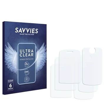 Front side of a product packaging with the brand logo Savvies. Next to it is the corresponding screen protector.