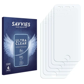 Front side of a product packaging with the brand logo Savvies. Next to it is the corresponding screen protector.