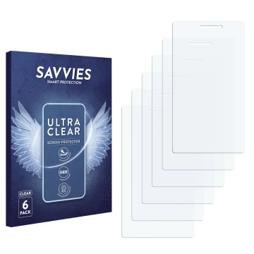 Front side of a product packaging with the brand logo Savvies. Next to it is the corresponding screen protector.