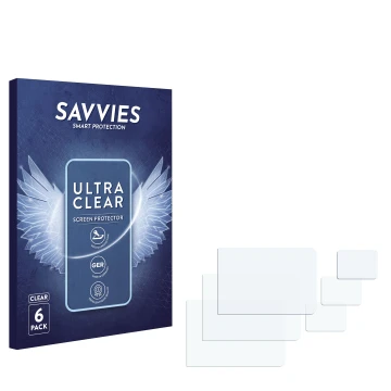 Front side of a product packaging with the brand logo Savvies. Next to it is the corresponding screen protector.