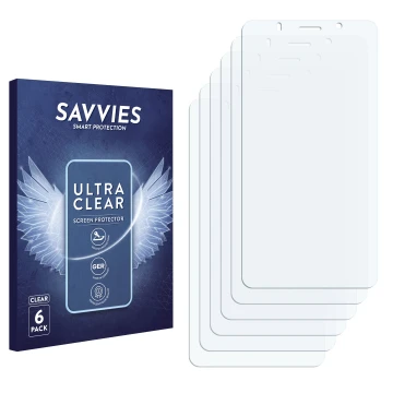 Front side of a product packaging with the brand logo Savvies. Next to it is the corresponding screen protector.