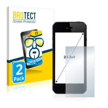 Front side of a product packaging with the brand logo BROTECT. Next to it is the device shown with the corresponding screen pr