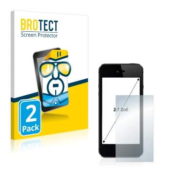 Front side of a product packaging with the brand logo BROTECT. Next to it is the device shown with the corresponding screen pr