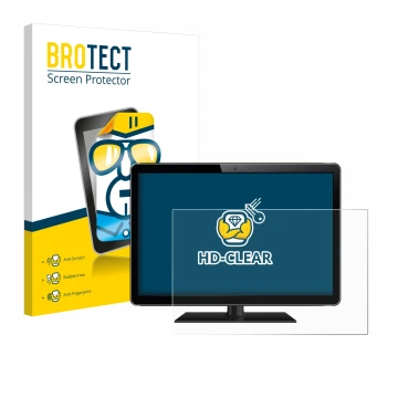 Front side of a product packaging with the brand logo BROTECT. Next to it is the device shown with the corresponding screen pr