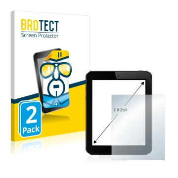 Front side of a product packaging with the brand logo BROTECT. Next to it is the device shown with the corresponding screen pr