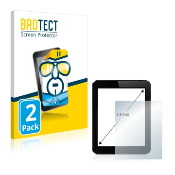 Front side of a product packaging with the brand logo BROTECT. Next to it is the device shown with the corresponding screen pr