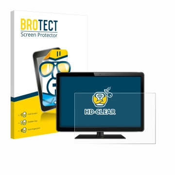 Front side of a product packaging with the brand logo BROTECT. Next to it is the device shown with the corresponding screen pr