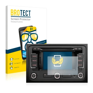 Front side of a product packaging with the brand logo BROTECT. Next to it is the device Volkswagen Passat B7 2010-2015 RNS 315