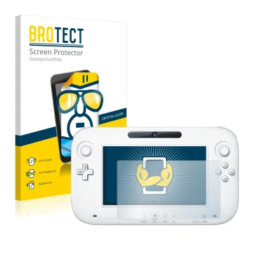 Front side of a product packaging with the brand logo BROTECT. Next to it is the device Nintendo Wii U GamePad (Controller) sh
