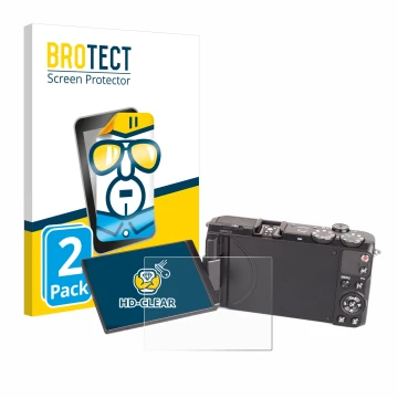 Front side of a product packaging with the brand logo BROTECT. Next to it is the device Samsung EX2F shown with the correspond