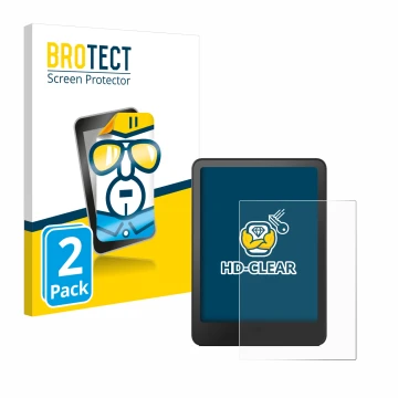 Front side of a product packaging with the brand logo BROTECT. Next to it is the device Amazon Kindle Paperwhite 2012 shown wi