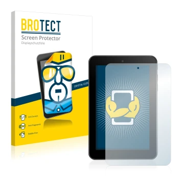 Front side of a product packaging with the brand logo BROTECT. Next to it is the device Alcatel One Touch Tab 7 HD shown with 