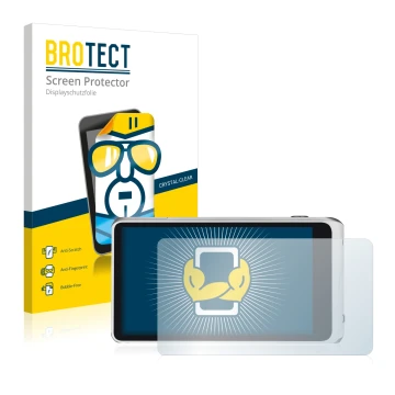 Front side of a product packaging with the brand logo BROTECT. Next to it is the device Samsung Galaxy Camera 2 EK-GC200 shown