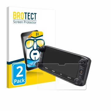 Front side of a product packaging with the brand logo BROTECT. Next to it is the device Icom ID-5100 shown with the correspond