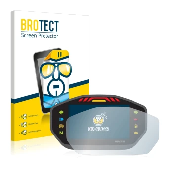 Front side of a product packaging with the brand logo BROTECT. Next to it is the device Ducati Monster 1200S Colour-TFT-Displa