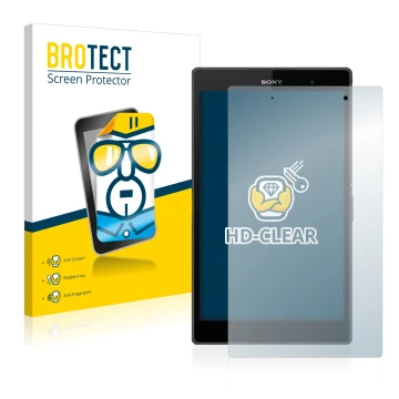 Front side of a product packaging with the brand logo BROTECT. Next to it is the device Sony Xperia Z3 Tablet Compact SGP611, 