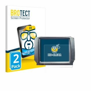 Front side of a product packaging with the brand logo BROTECT. Next to it is the device Uconnect 8.4