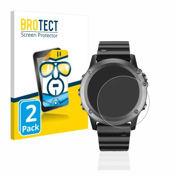 Front side of a product packaging with the brand logo BROTECT. Next to it is the device Garmin Fenix 3 shown with the correspo