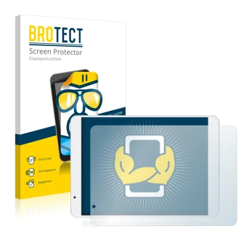 Front side of a product packaging with the brand logo BROTECT. Next to it is the device Teclast X89HD shown with the correspon