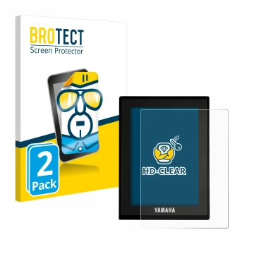 Front side of a product packaging with the brand logo BROTECT. Next to it is the device Yamaha LCD Display (E-Bike Display) sh
