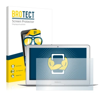 Front side of a product packaging with the brand logo BROTECT. Next to it is the device Apple MacBook Air 11