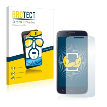 Front side of a product packaging with the brand logo BROTECT. Next to it is the device Landvo L8 shown with the corresponding