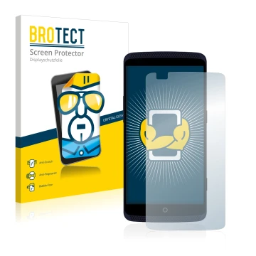 Front side of a product packaging with the brand logo BROTECT. Next to it is the device ZTE Axon Elite shown with the correspo