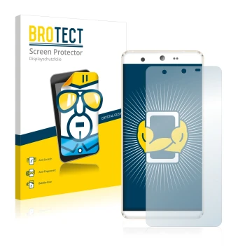 Front side of a product packaging with the brand logo BROTECT. Next to it is the device Kingzone N5 shown with the correspondi