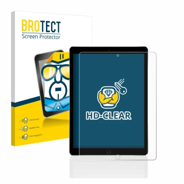 Front side of a product packaging with the brand logo BROTECT. Next to it is the device Apple iPad Pro 12.9