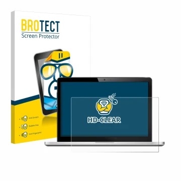 Front side of a product packaging with the brand logo BROTECT. Next to it is the device shown with the corresponding screen pr