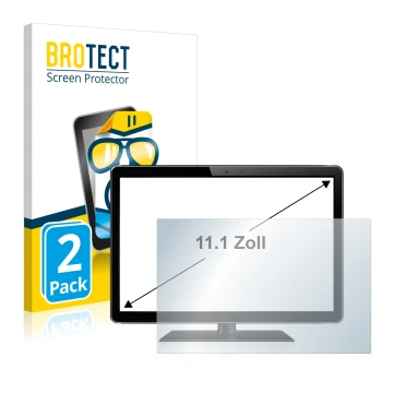 Front side of a product packaging with the brand logo BROTECT. Next to it is the device shown with the corresponding screen pr