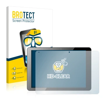 Front side of a product packaging with the brand logo BROTECT. Next to it is the device Chuwi Hi12 shown with the correspondin