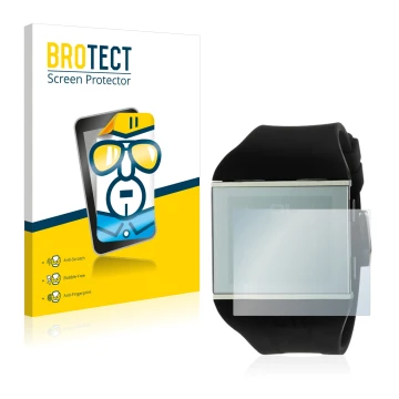 Front side of a product packaging with the brand logo BROTECT. Next to it is the device The One Slim Square shown with the cor