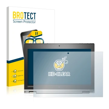 Front side of a product packaging with the brand logo BROTECT. Next to it is the device Lenovo ThinkPad Yoga 260 shown with th