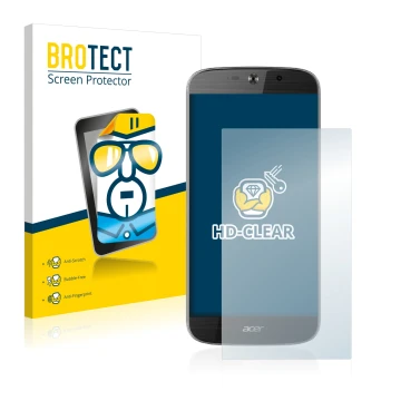 Front side of a product packaging with the brand logo BROTECT. Next to it is the device Acer Liquid Jade Primo shown with the 