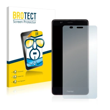 Front side of a product packaging with the brand logo BROTECT. Next to it is the device Honor V8 shown with the corresponding 