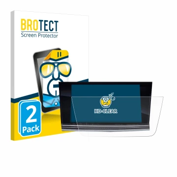 Front side of a product packaging with the brand logo BROTECT. Next to it is the device Opel Astra 2017 Navi 900 IntelliLink 8