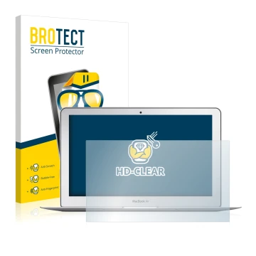 Front side of a product packaging with the brand logo BROTECT. Next to it is the device Apple MacBook Air 11