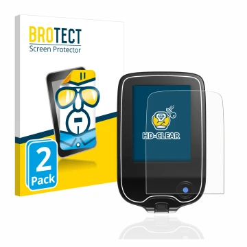 Front side of a product packaging with the brand logo BROTECT. Next to it is the device Freestyle Libre shown with the corresp