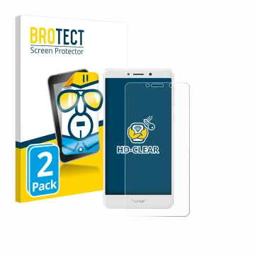 Front side of a product packaging with the brand logo BROTECT. Next to it is the device Honor 6X shown with the corresponding 