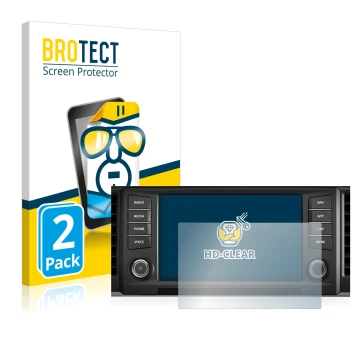 Front side of a product packaging with the brand logo BROTECT. Next to it is the device Seat Ateca 2016 Media System Plus 8