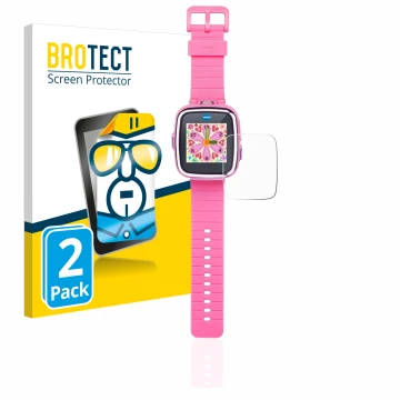 Front side of a product packaging with the brand logo BROTECT. Next to it is the device Vtech Kidizoom Smart Watch DX shown wi