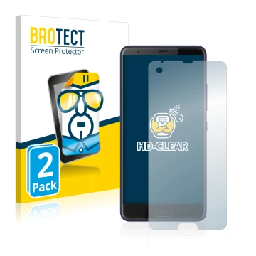 Front side of a product packaging with the brand logo BROTECT. Next to it is the device HTC U Ultra shown with the correspondi