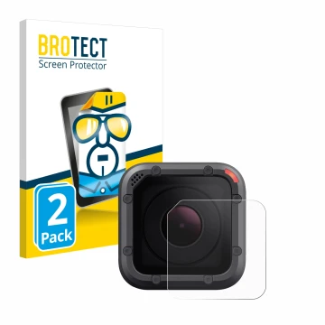 Front side of a product packaging with the brand logo BROTECT. Next to it is the device GoPro Hero 5 Session Lens (housing) sh