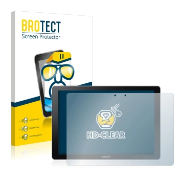 Front side of a product packaging with the brand logo BROTECT. Next to it is the device Samsung Galaxy Book 12 shown with the 
