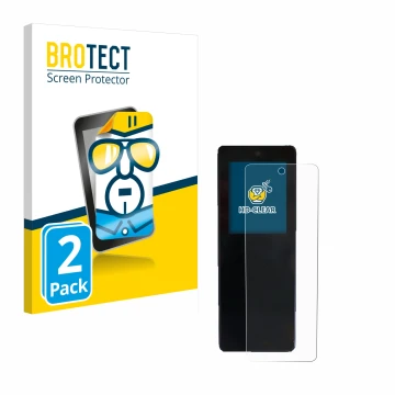 Front side of a product packaging with the brand logo BROTECT. Next to it is the device Stromer ST2 Omni-Display shown with th