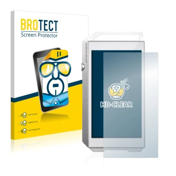Front side of a product packaging with the brand logo BROTECT. Next to it is the device Pioneer XDP-100R shown with the corres