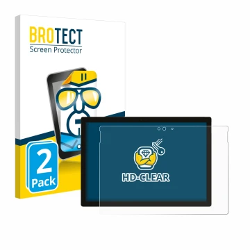 Front side of a product packaging with the brand logo BROTECT. Next to it is the device Microsoft Surface Pro 5 2017 shown wit
