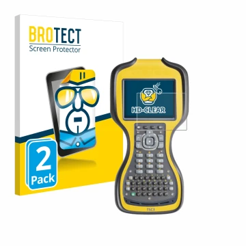 Front side of a product packaging with the brand logo BROTECT. Next to it is the device Trimble TSC3 shown with the correspond