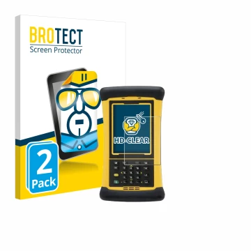 Front side of a product packaging with the brand logo BROTECT. Next to it is the device Trimble Nomad 1050XE shown with the co